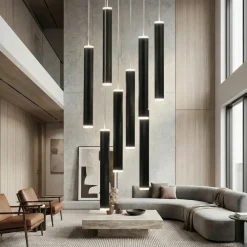 Lampadari Moderni-Fabas Luce Lampadario cilindri a sospensione nero per soggiorno prado