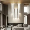 Lampadari Moderni-Fabas Luce Lampadario cilindri bianchi led biemissione prado