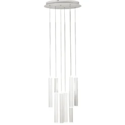 Lampadari Moderni-Fabas Luce Lampadario cilindri bianchi led biemissione prado