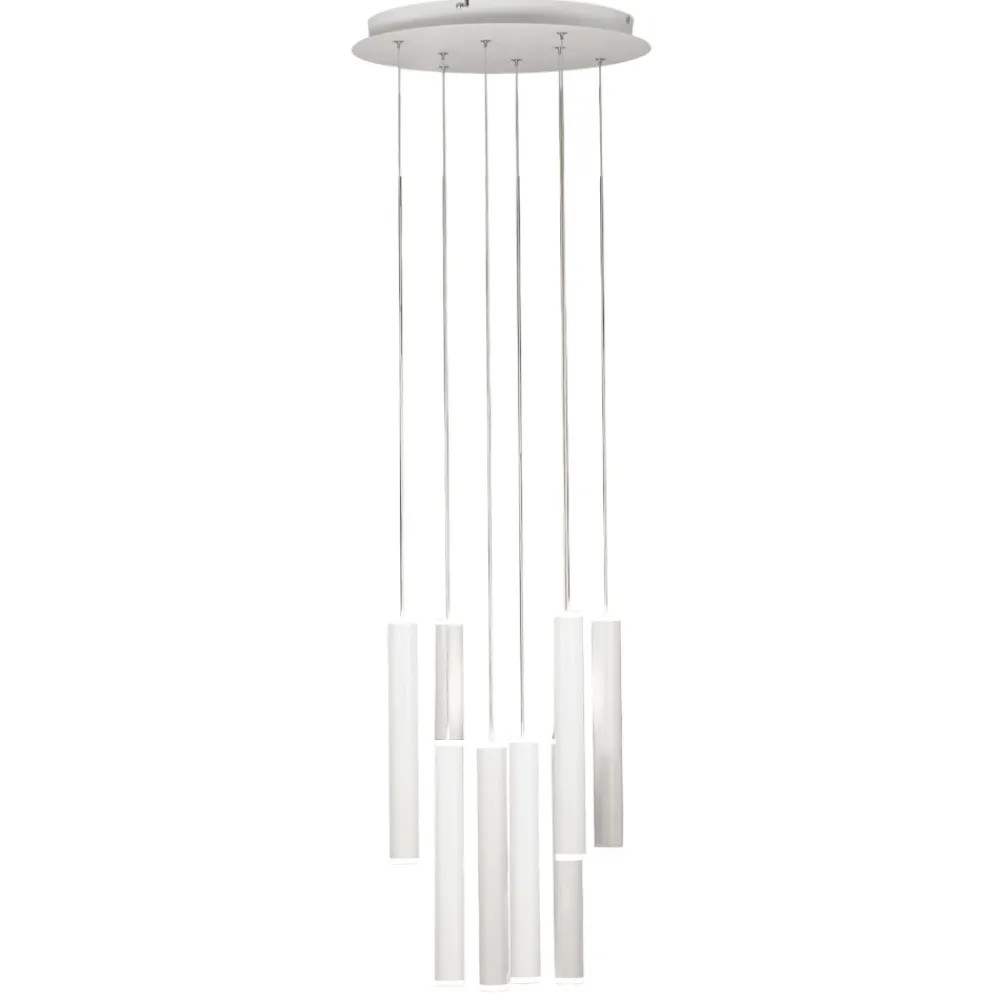 Lampadari Moderni-Fabas Luce Lampadario cilindri bianchi led biemissione prado