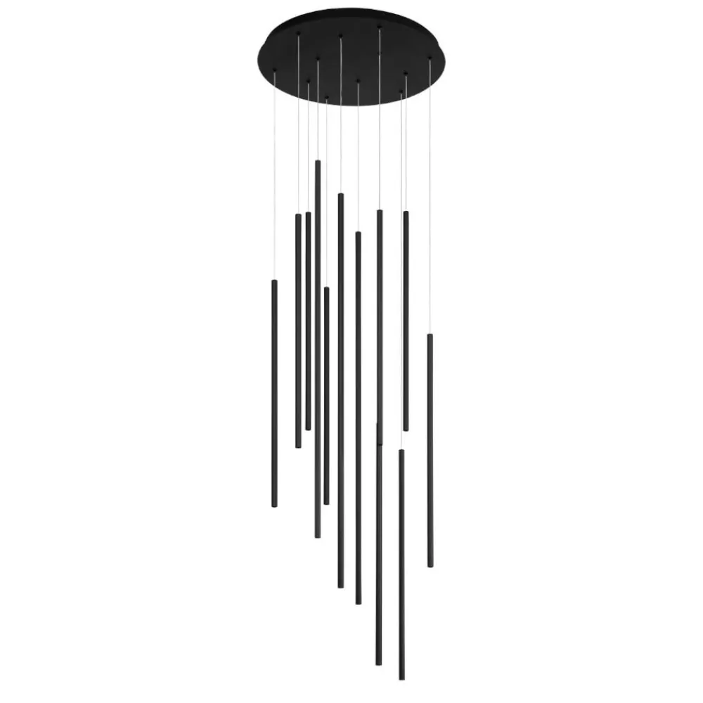 Lampadari Moderni-Selezionato da Mazzolaluce Lampadario cilindri led pendenti nero moderno per sala