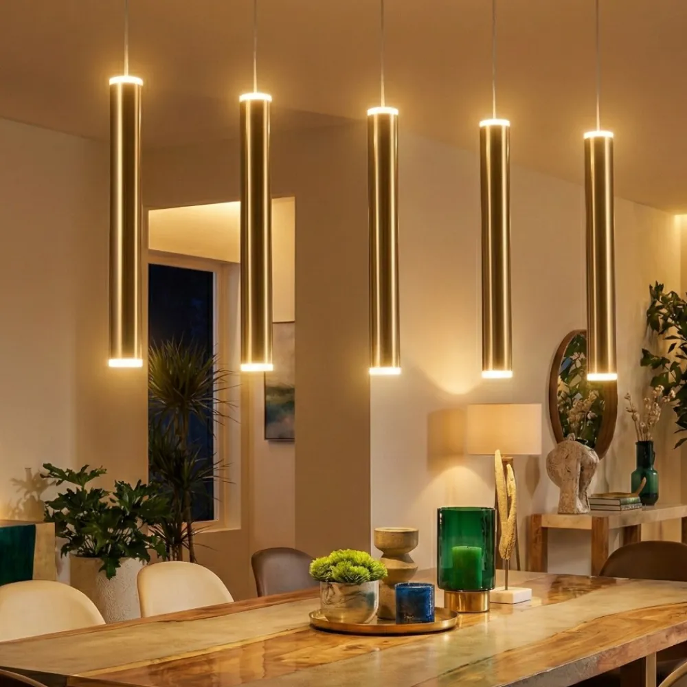 Lampadari Moderni-Fabas Luce Lampadario cilindri nero oro per tavolo sala da pranzo prado
