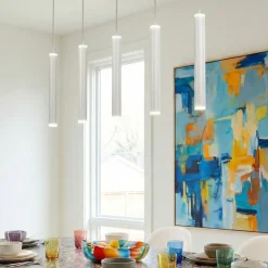 Lampadari Moderni-Fabas Luce Lampadario cilindri sospensione bianco per soggiorno prado