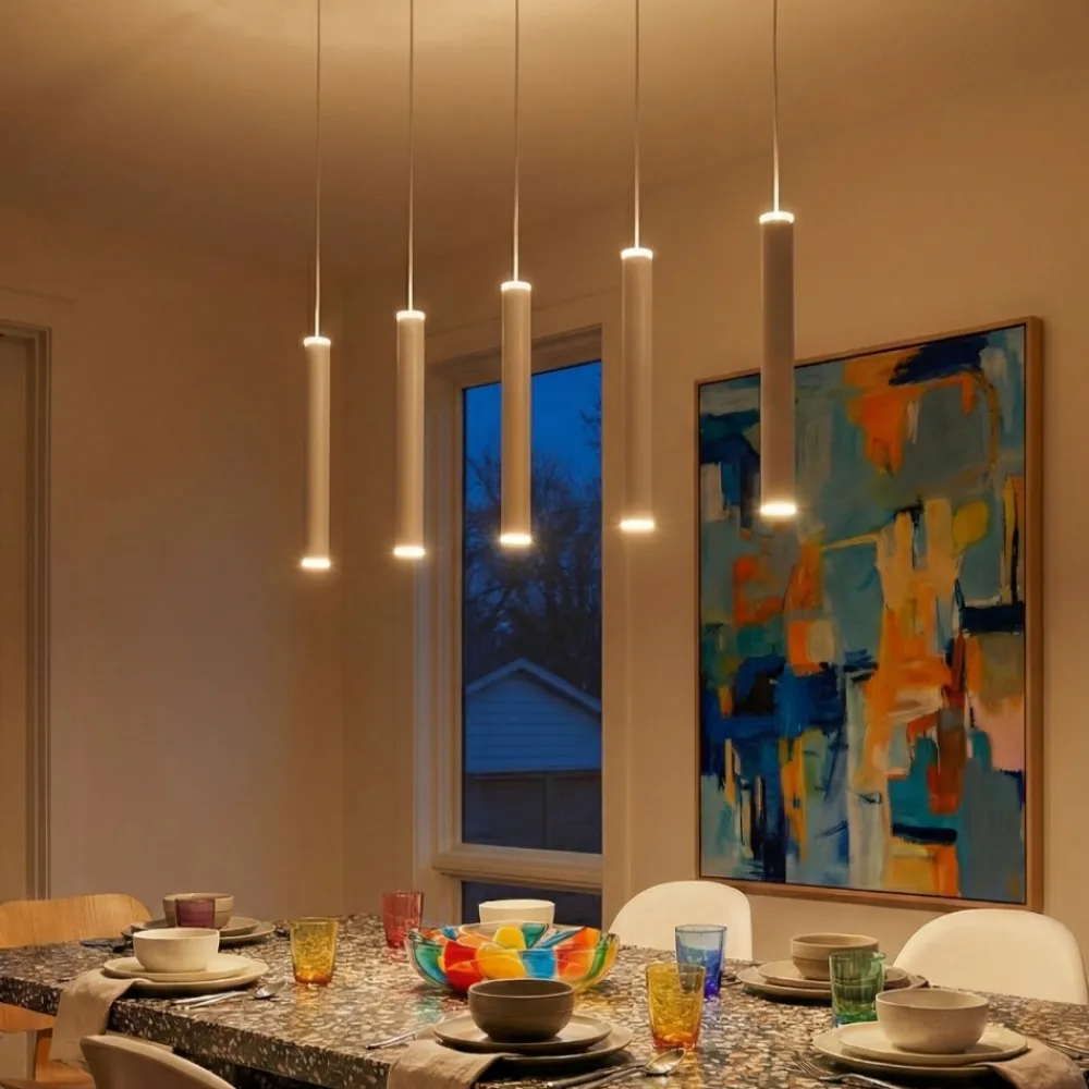 Lampadari Moderni-Fabas Luce Lampadario cilindri sospensione bianco per soggiorno prado