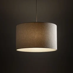 Lampadari Moderni-Selezionato da Mazzolaluce Lampadario cilindro a sospensione tessuto sabbia