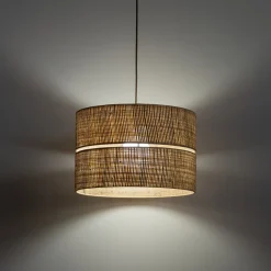 Lampadario Camera Da Letto-Selezionato da Mazzolaluce Lampadario cilindro a sospensione di paglia 50 cm per camera da letto