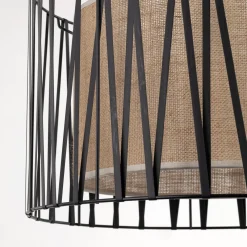 Lampadari Moderni-Selezionato da Mazzolaluce Lampadario cilindro 50 cm di tessuto nero design moderno per sala da pranzo