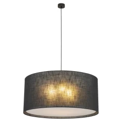 Lampadari Moderni-Selezionato da Mazzolaluce Lampadario cilindro di tessuto nero per soggiorno