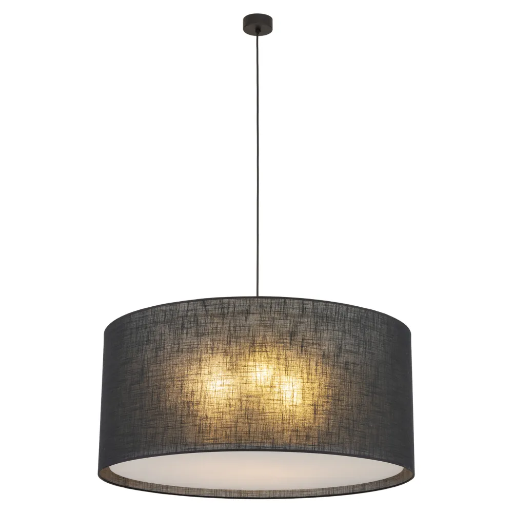 Lampadari Moderni-Selezionato da Mazzolaluce Lampadario cilindro di tessuto nero per soggiorno