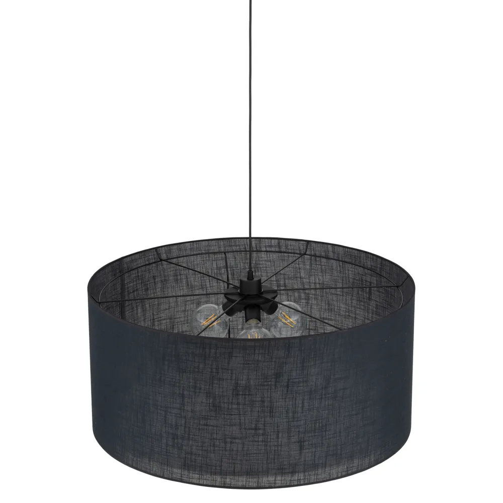 Lampadari Moderni-Selezionato da Mazzolaluce Lampadario cilindro di tessuto nero per soggiorno
