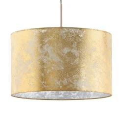 Lampadari Moderni-Eglo Lampadario cilindro tessuto foglia oro viserbella