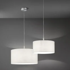 Lampadario Camera Da Letto-Perenz Illuminazione Lampadario cilindro tessuto 50cm bianco round hotel perenz