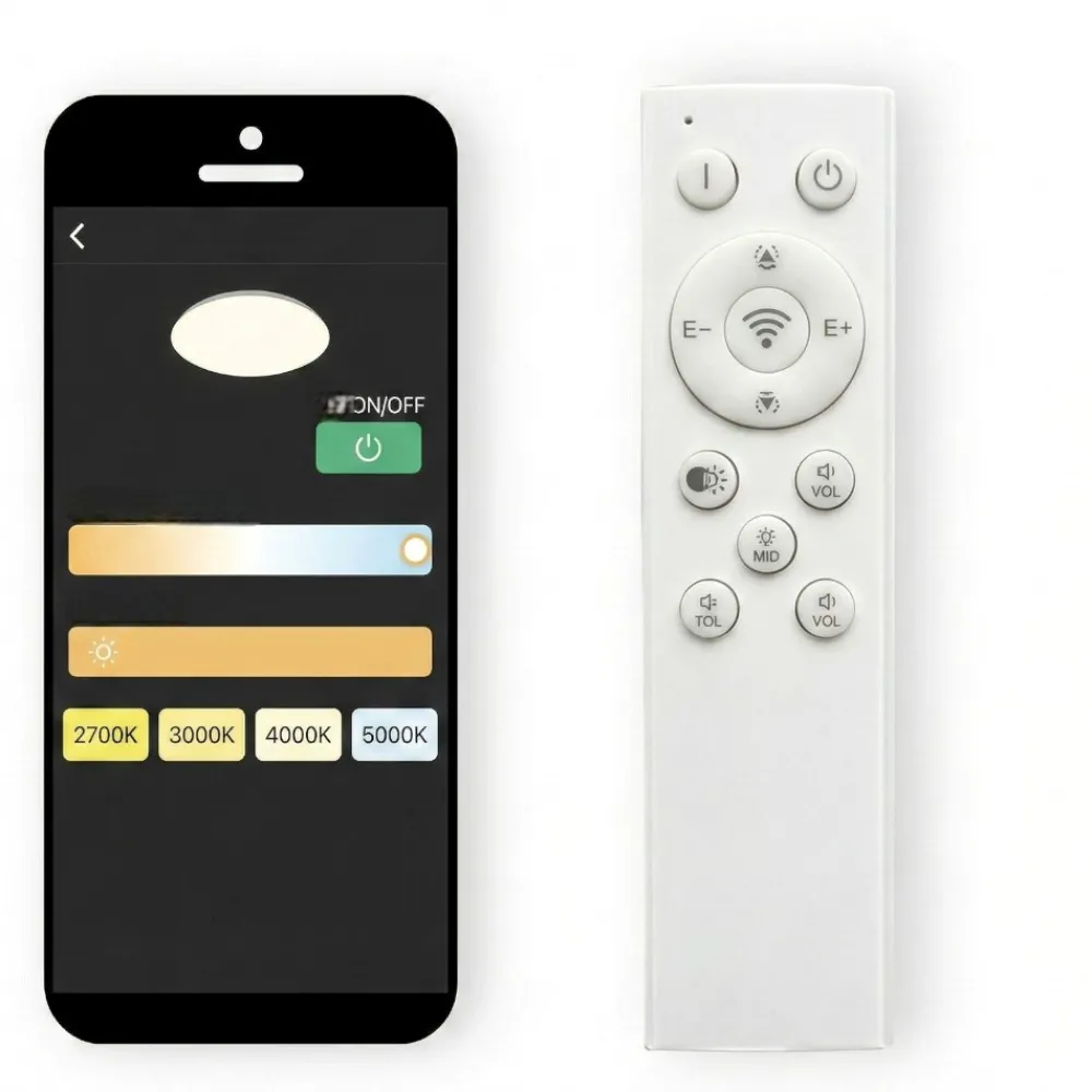 Lampadari Moderni-Selezionato da Mazzolaluce Lampadario circolare bianco 38cm led 30w da 2700k a 5000k con telecomando