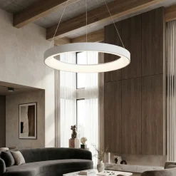 Lampadari Moderni-Selezionato da Mazzolaluce Lampadario circolare bianco 38cm led 30w da 2700k a 5000k con telecomando