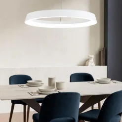 Lampadari Moderni-Selezionato da Mazzolaluce Lampadario circolare bianco 45cm led 38w 2700k 3000k per tavolo da pranzo