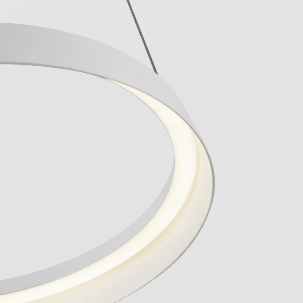 Lampadari Moderni-Selezionato da Mazzolaluce Lampadario circolare bianco 45cm led 38w 2700k 3000k per tavolo da pranzo