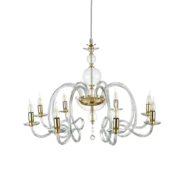 Lampadari Moderni-Ondaluce Lampadario classico in vetro e finiture oro vivaldi 8 luci