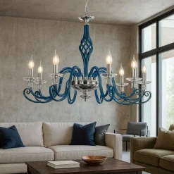 Lampadari Moderni-Ondaluce Lampadario classico lp1306 8 luci vetro ottone per salotto