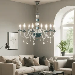 Lampadari Moderni-Ondaluce Lampadario classico lp livia otto luci vetro ottanio elegante