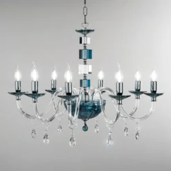 Lampadari Moderni-Ondaluce Lampadario classico lp livia otto luci vetro ottanio elegante