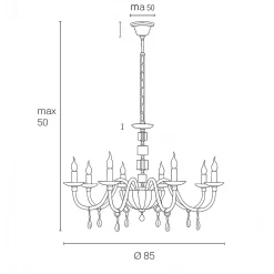 Lampadari Moderni-Ondaluce Lampadario classico lp livia otto luci vetro ottanio elegante