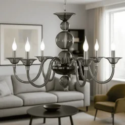 Lampadari Moderni-Ondaluce Lampadario classico sei bracci vetro fume lp tebe 6