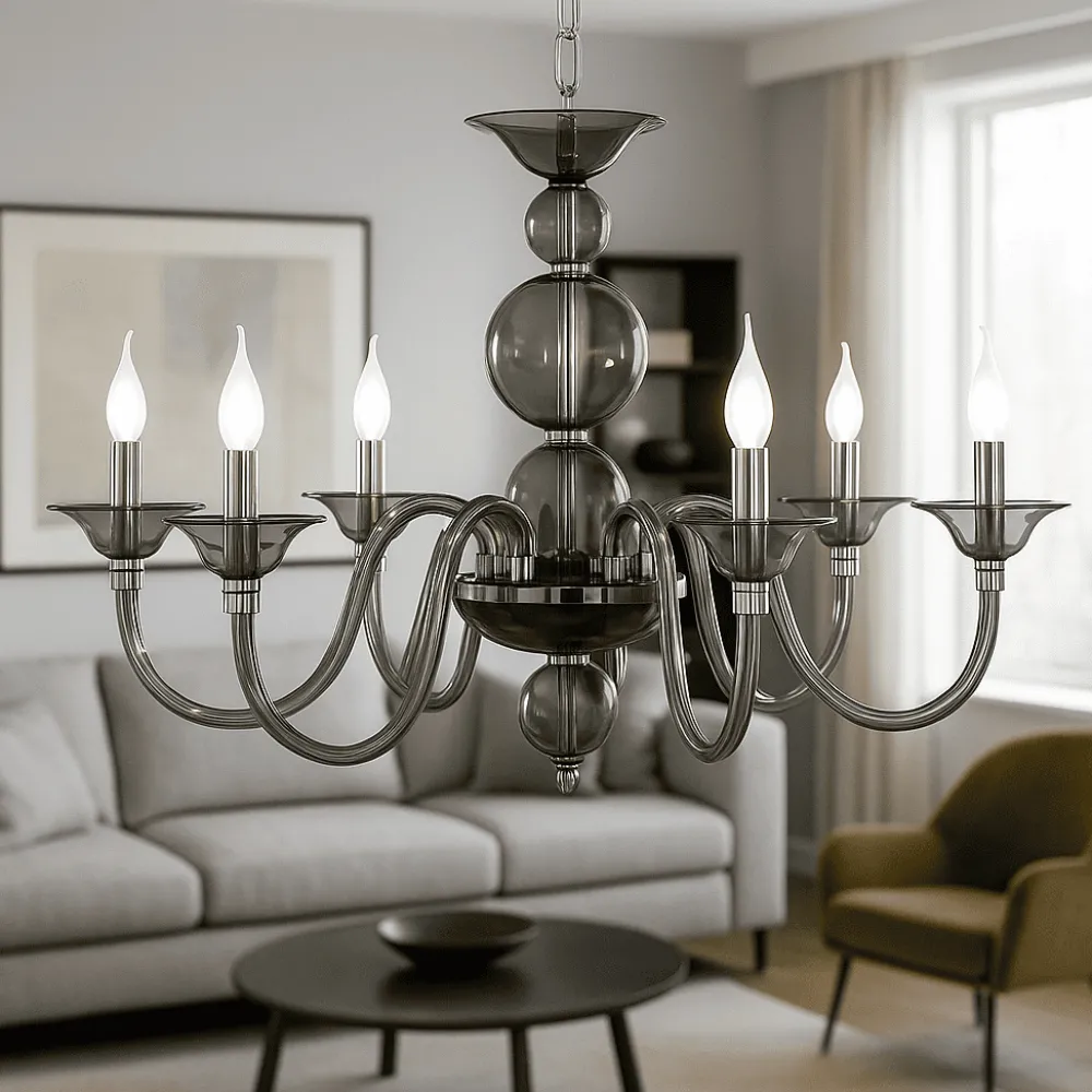 Lampadari Moderni-Ondaluce Lampadario classico sei bracci vetro fume lp tebe 6
