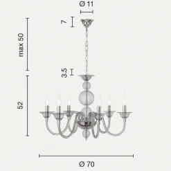 Lampadari Moderni-Ondaluce Lampadario classico sei bracci vetro fume lp tebe 6