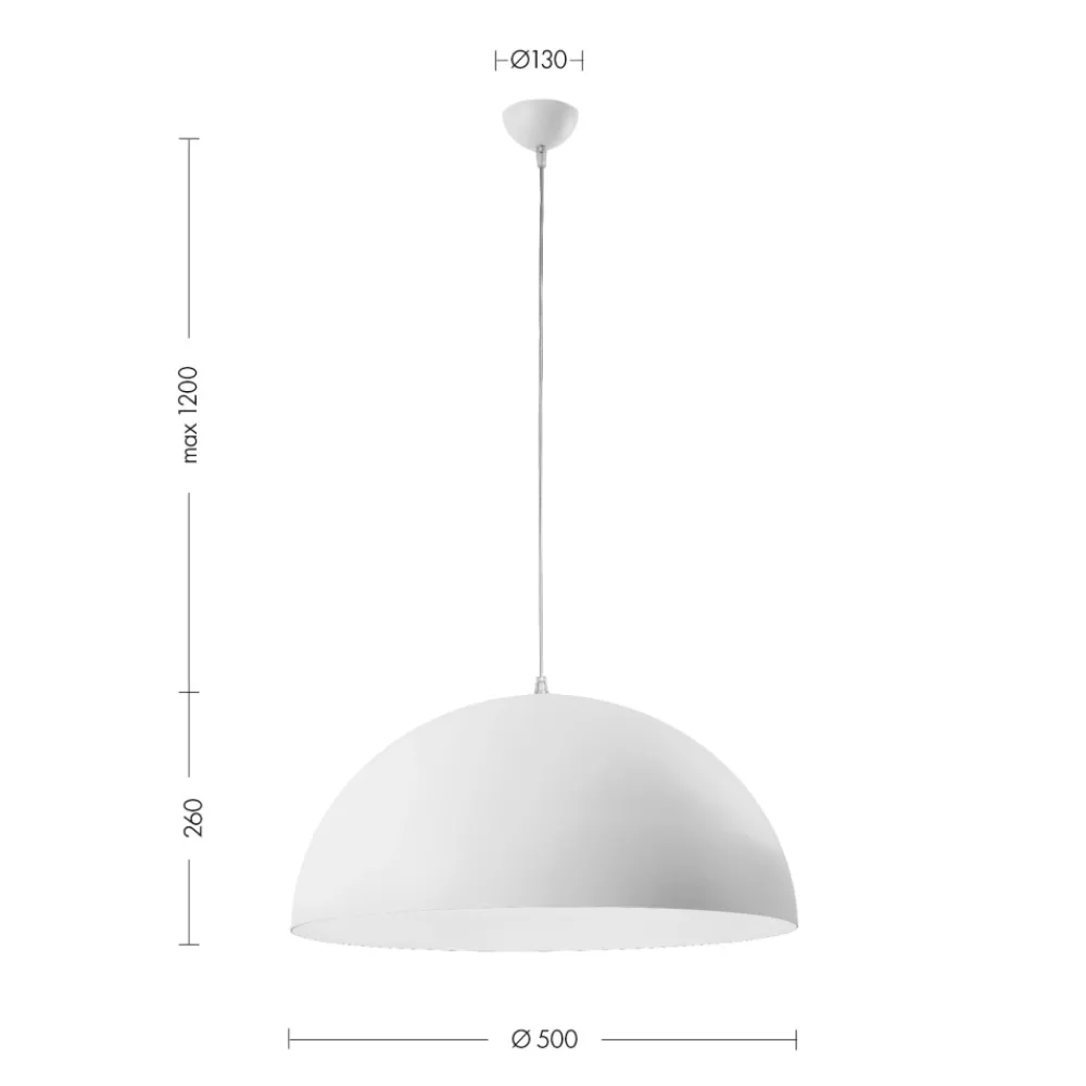 Lampadari Cucina-Selezionato da Mazzolaluce Lampadario 50cm per cucina moderna cupola di vetro bianco