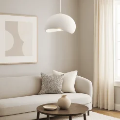 Lampadari Cucina-Selezionato da Mazzolaluce Lampadario 40cm per tavolo cucina japandi bianco stile wabi sabi