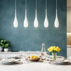 Lampadari Cucina-Fabas Luce Lampadario coco bianco per tavolo da pranzo led 35w 3000k