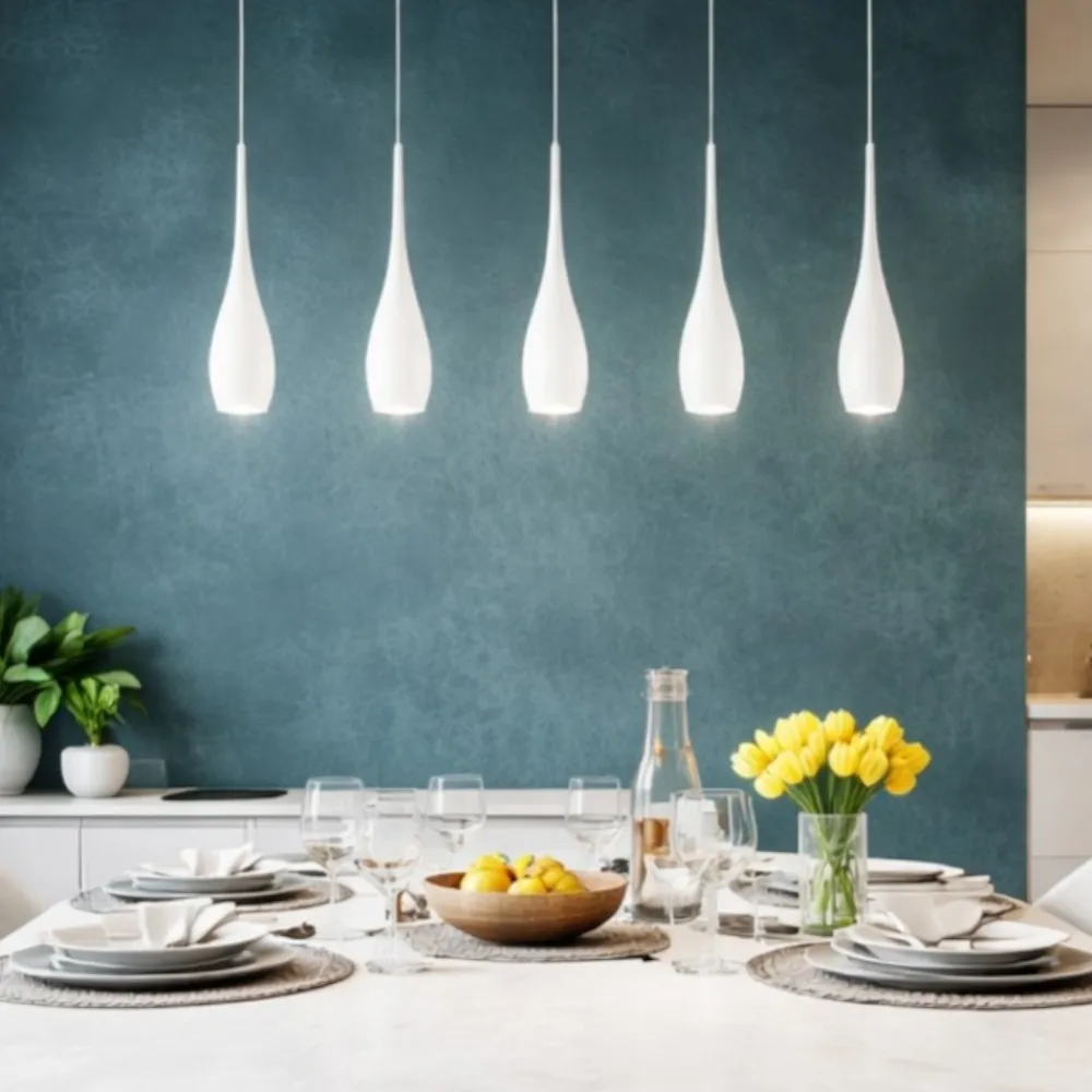 Lampadari Cucina-Fabas Luce Lampadario coco bianco per tavolo da pranzo led 35w 3000k