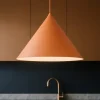 Lampadari Cucina-Selezionato da Mazzolaluce Lampadario colore mattone 50 cm cono di metallo per cucina