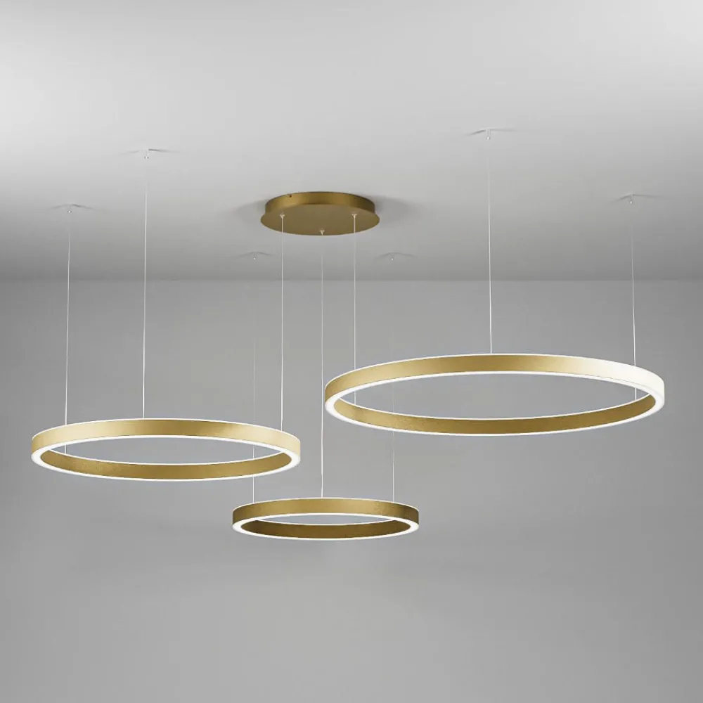 Lampadari Moderni-Gea Luce Lampadario con 3 cerchi design criseide oro