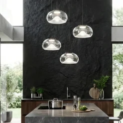 Lampadari Cucina-Fabas Luce Lampadario con decentramento per cucina vetri trasparenti brena