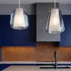 Lampadari Cucina-Top Light Lampadario con decentramento vetri blu fume per cucina