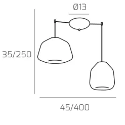 Lampadari Cucina-Top Light Lampadario con decentramento vetri blu fume per cucina