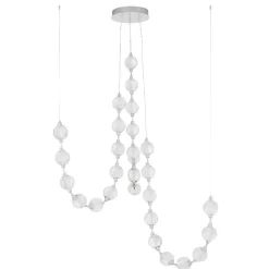 Lampadari Moderni-Selezionato da Mazzolaluce Lampadario con decentramento cromo led 3000k dimmerabile bocce vetro decorato
