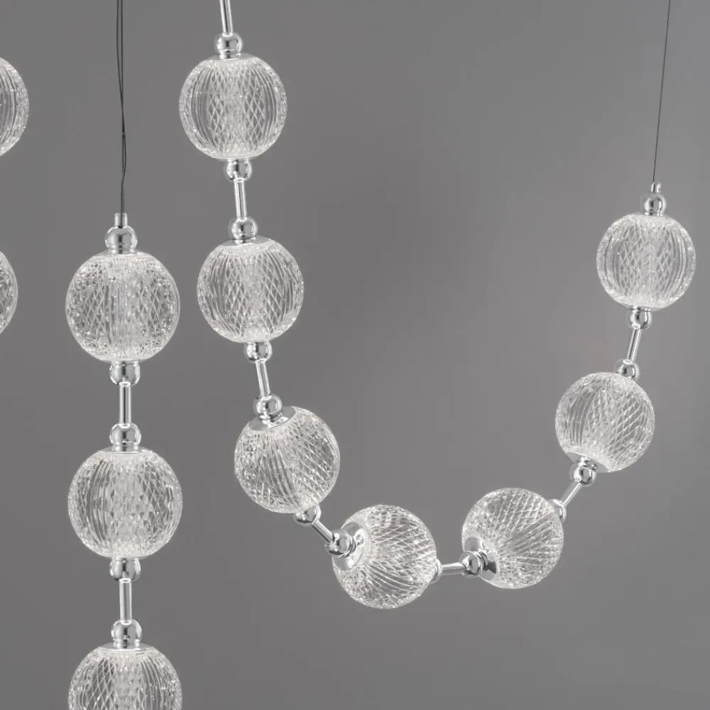 Lampadari Moderni-Selezionato da Mazzolaluce Lampadario con decentramento cromo led 3000k dimmerabile bocce vetro decorato