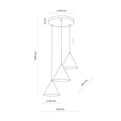 Lampadari Cucina-Selezionato da Mazzolaluce Lampadario 3 coni bianco per cucina