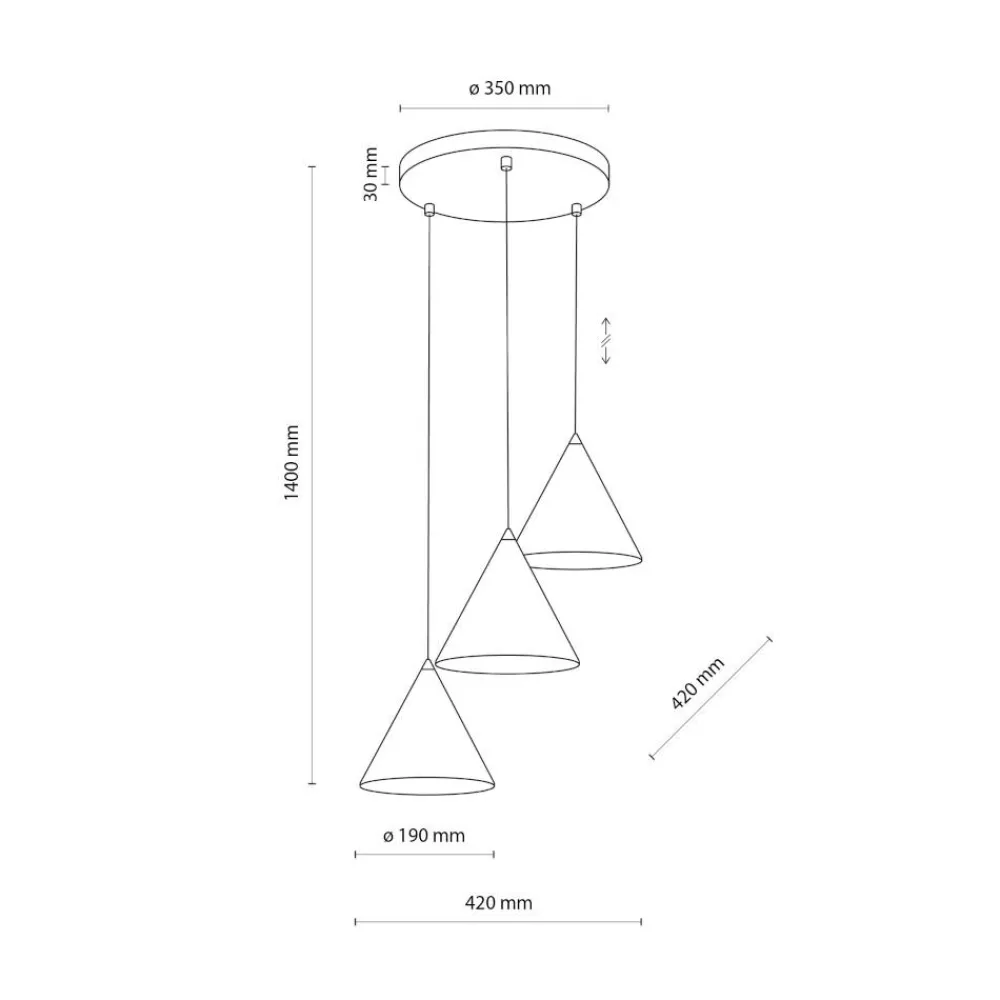 Lampadari Cucina-Selezionato da Mazzolaluce Lampadario 3 coni bianco per cucina