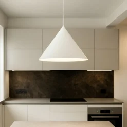 Lampadari Cucina-Selezionato da Mazzolaluce Lampadario cono bianco 50 cm per sala da pranzo