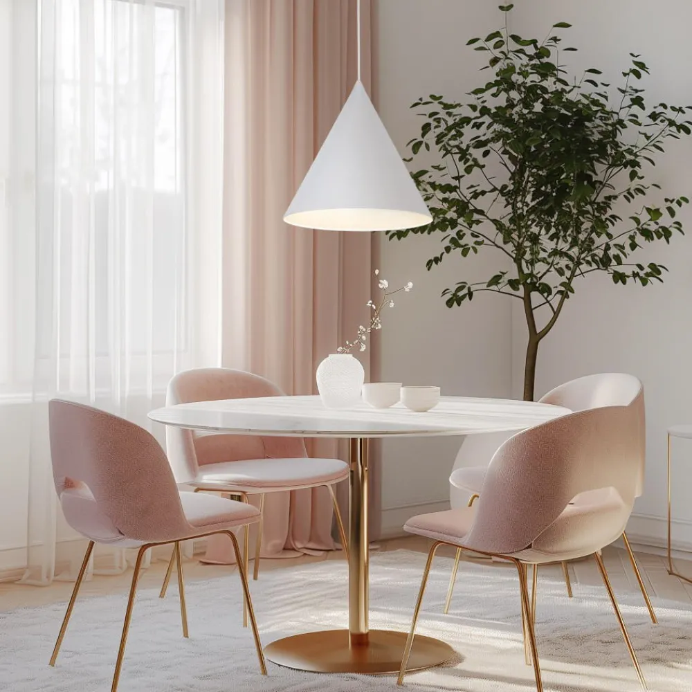 Lampadari Cucina-Selezionato da Mazzolaluce Lampadario cono bianco di metallo 33 cm per cucina