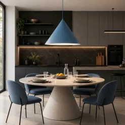 Lampadari Cucina-Selezionato da Mazzolaluce Lampadario cono 50 cm blu a sospensione di metallo per cucina moderna