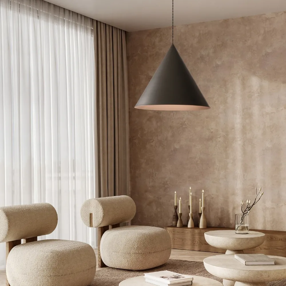 Lampadari Cucina-Perenz Illuminazione Lampadario cono 30cm grigio marrone metallizzato perenz iconic