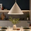 Lampadari Cucina-Selezionato da Mazzolaluce Lampadario cono di metallo sabbia 50 cm per cucina
