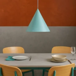 Lampadari Cucina-Selezionato da Mazzolaluce Lampadario cono metallo colore menta cm32 per cucina