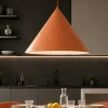 Lampadari Cucina-Selezionato da Mazzolaluce Lampadario cono per cucina 50 cm arancione in metallo