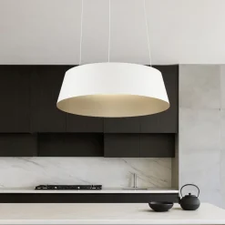 Lampadari Cucina-Selezionato da Mazzolaluce Lampadario cono rovesciato bianco oro led dimmerabile per cucina
