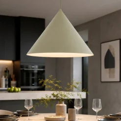 Lampadari Cucina-Selezionato da Mazzolaluce Lampadario cono verde 50 cm a sospensione di metallo per cucina moderna